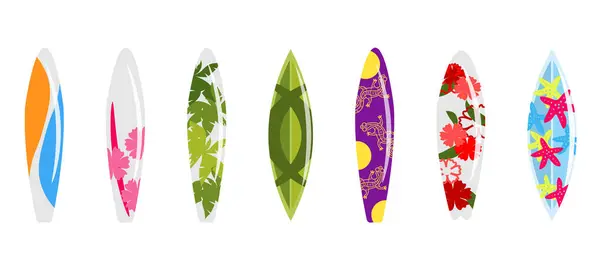 Set Tavole Surf Colorate Stile Cartoon Illustrazione Vettoriale Tavole Nuotare — Vettoriale Stock