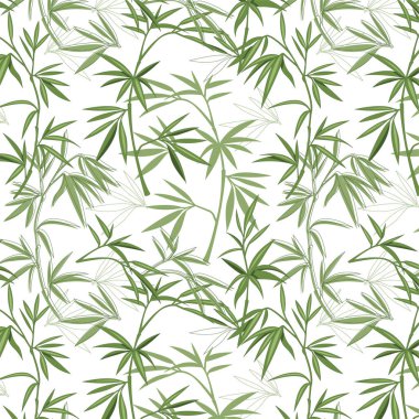 Vektörsüz illüstrasyon yeşil bambu. Grafik tasarım kullanımı, duvar kağıdı, kumaş veya tekstil ve halı kullanımı için kalıp arkaplanı.