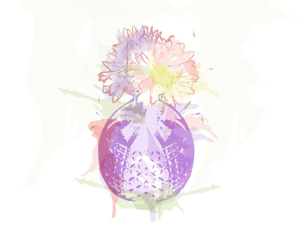 Virág Csokor Akvarell Fröccsenés Háttér Romantikus Évjárat Puha Dekoráció Színes — Stock Vector