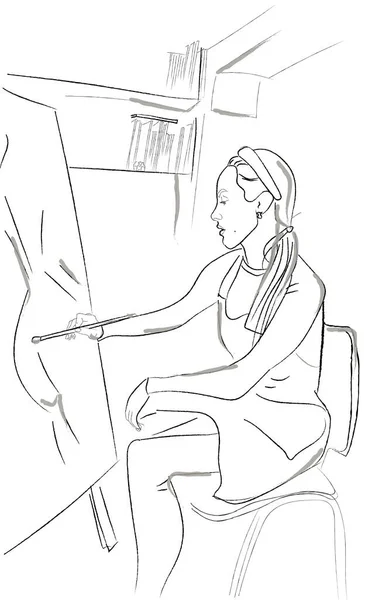 Женщина Рисует Векторную Иллюстрацию — стоковый вектор