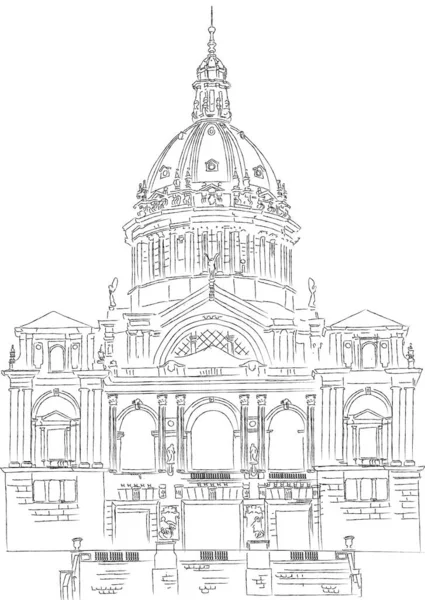 Architektur Ade Der Kathedrale Vektor Linie Kunst — Stockvektor