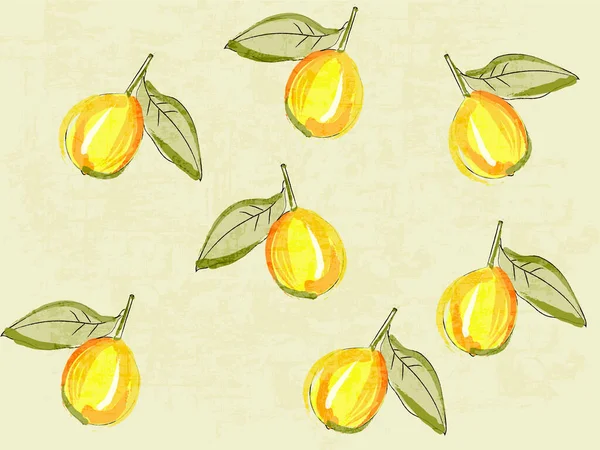 Texture Vettoriale Modello Limone Frutta Fresca Design Vintage — Vettoriale Stock