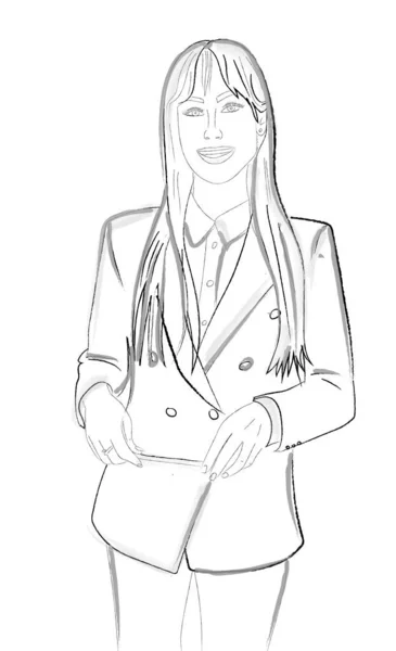 Business Woman Presenting Project Vector Storyboard Character — Stockový vektor