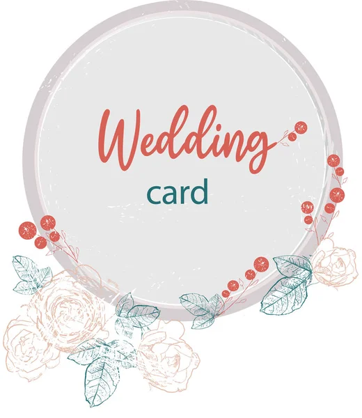 Cartão Casamento Vintage Delicado Rosas Decoração Vetor Design —  Vetores de Stock