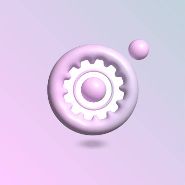 Daire şeklinde parlak pastel renkli Gear Simgesi 3d stili gerçekçi vektör