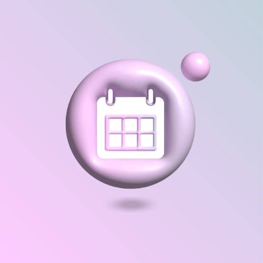Takvim Simgesi ile daire şeklinde parlak pastel rengi 3d biçiminde gerçekçi vektör
