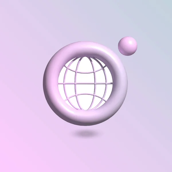 Globe Ikona Kruhu Jasná Pastelová Barva Stylu Realistický Vektor — Stockový vektor