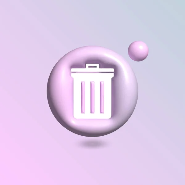 Icône Poubelle Avec Cercle Couleur Pastel Brillant Dans Style Vecteur — Image vectorielle