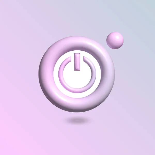 Icono Botón Encendido Con Círculo Color Pastel Brillante Estilo Vector — Vector de stock