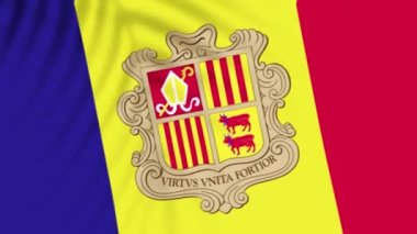 andorra flag videos. Slow Motion videos. Flag Blowing Close Up with tree shadow 4k