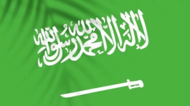 Saudi Arabia flag videos. Slow Motion videos. Flag Blowing Close Up with tree shadow 4k