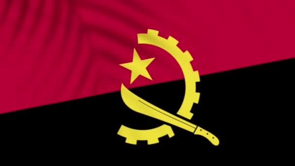 Ангола Флагман Відео Відео Повільним Рухом Прапори Здуваються Тінню Дерев — стокове відео