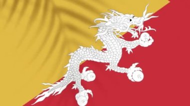 Bhutan flag videos. Slow Motion videos. Flag Blowing Close Up with tree shadow 4k