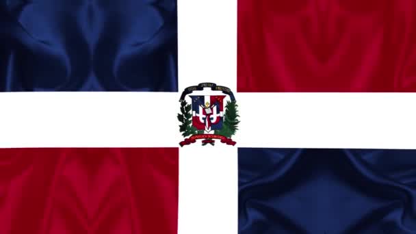 Dominica Republik Flag Videos Slow Motion Videos Flag Blowing Close — Vídeo de stock