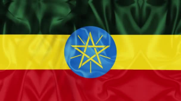 Ethiopia Flag Videos Slow Motion Videos Flag Blowing Close — Video Stock