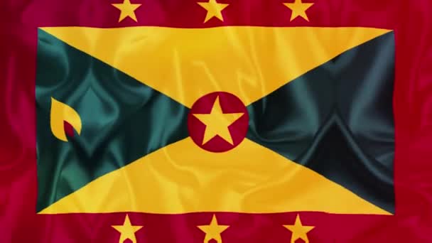 Grenada Flag Videos Slow Motion Videos Flag Blowing Close — Vídeo de stock