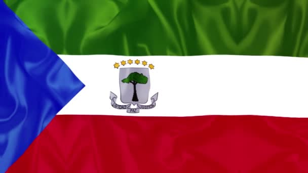 Equatorial Guinea Flag Videos Slow Motion Videos Flag Blowing Close — Vídeo de stock