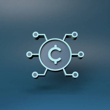 Kripto para birimi. Gelecek parası. 3d resimleme.