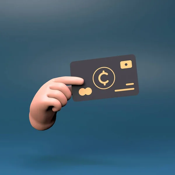 加密货币卡 3D渲染说明 — 图库照片