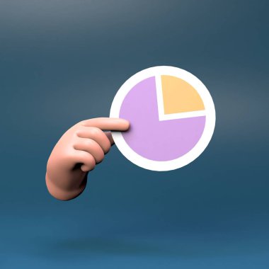 El yuvarlak bir çubuk grafiği tutuyor. 3d resimleme.