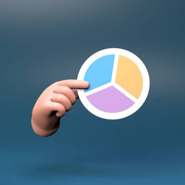 El yuvarlak bir çubuk grafiği tutuyor. 3d resimleme.