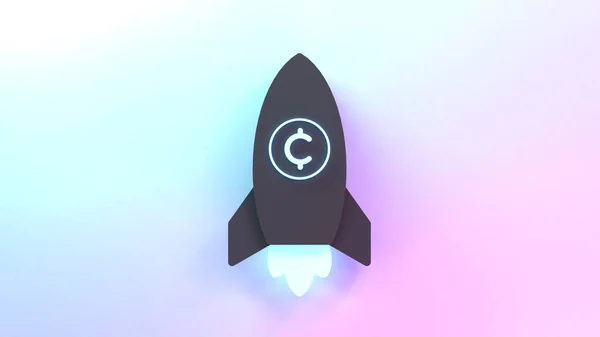 Crypto rocket icon. Cryptocurrency growth concept 3d render illustration.