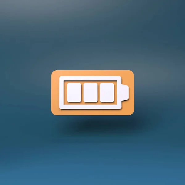 Charged battery icon. 3d render illustration.