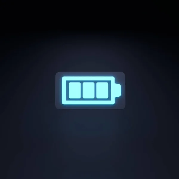 Charged battery icon. 3d render illustration.
