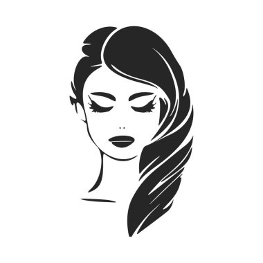Black and white logo depicting a beautiful and sophisticated woman. For your business.