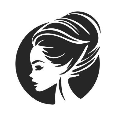 Black and white logo depicting a stylish and elegant woman. Minimalist style with clean lines and a simple yet effective design.