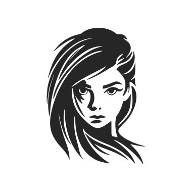 Black and white logo depicting a beautiful and sophisticated girl. A bold and dynamic logo that makes a strong impression.