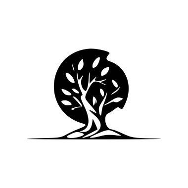 A beautifully designed black and white logo featuring a tree man. Good for typography.