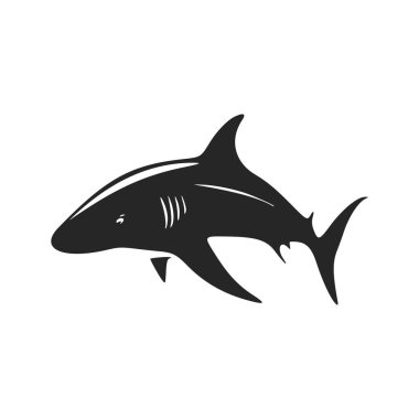 A simple and elegant black and white shark vector logo.