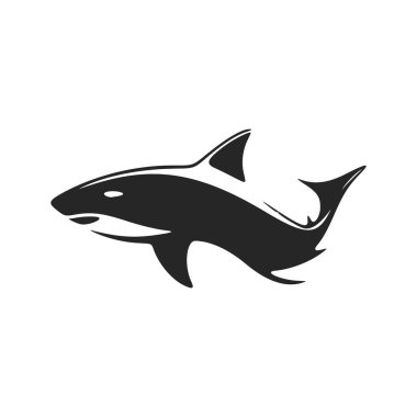 A clean and modern black and white vector logo featuring a strong shark.