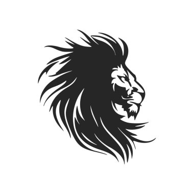 Simple and elegant black and white lion vector logo.