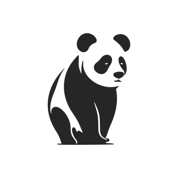 Stylish Black White Panda Vector Logo Design — Stockvektor