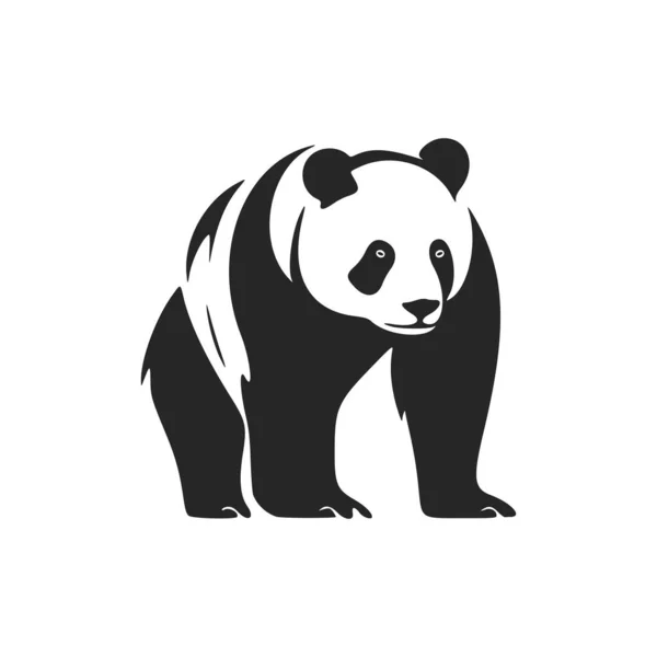 Simple Elegant Black White Panda Vector Logo — Stockvektor