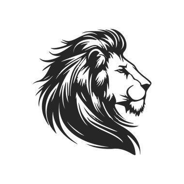 Clean and modern black and white lion vector logo.