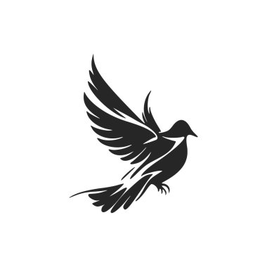 Universal Black and white dove logo. Perfect for a fashion brand or high end product.