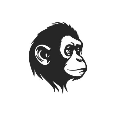 Elegant black and white monkey head logo. Perfect for a fashion brand or high end product.