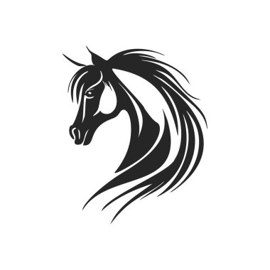 Elegant black and white horse logo. Perfect for a fashion brand or high end product.