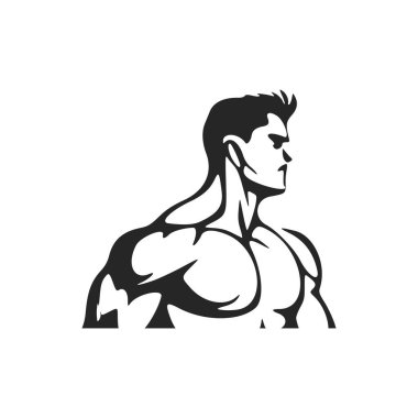 A simple yet powerful black and white logo featuring an athletic man. Good for the gym.