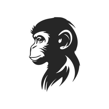 Elegant black and white monkey head logo. Ideal for a wide range of industries.