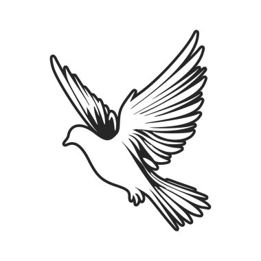 Minimalistic black and white dove logo. Perfect for a fashion brand or high end product.