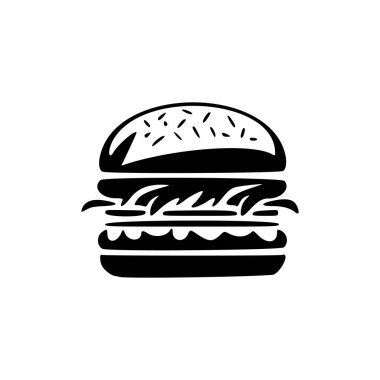 Black and white modern logo with the image of a burger.
