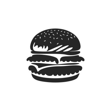 Black and white stylish burger logo.