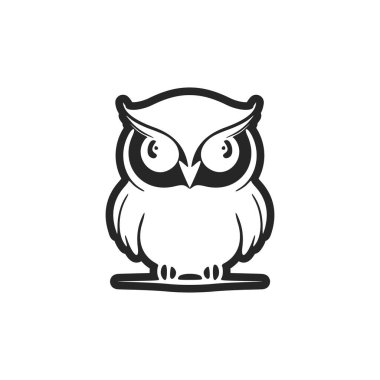 Positive and cute black on white background owl logo.