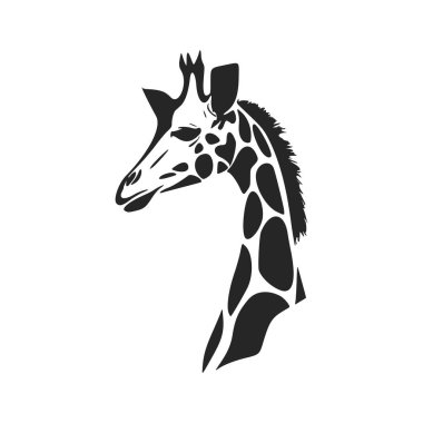 Black and white strict and minimalistic giraffe logo.