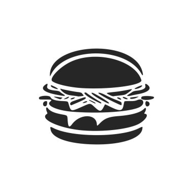 Black and white strict and minimalist logo with the image of a burger.