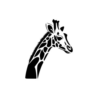 Black and white modern logo with the image of a giraffe.